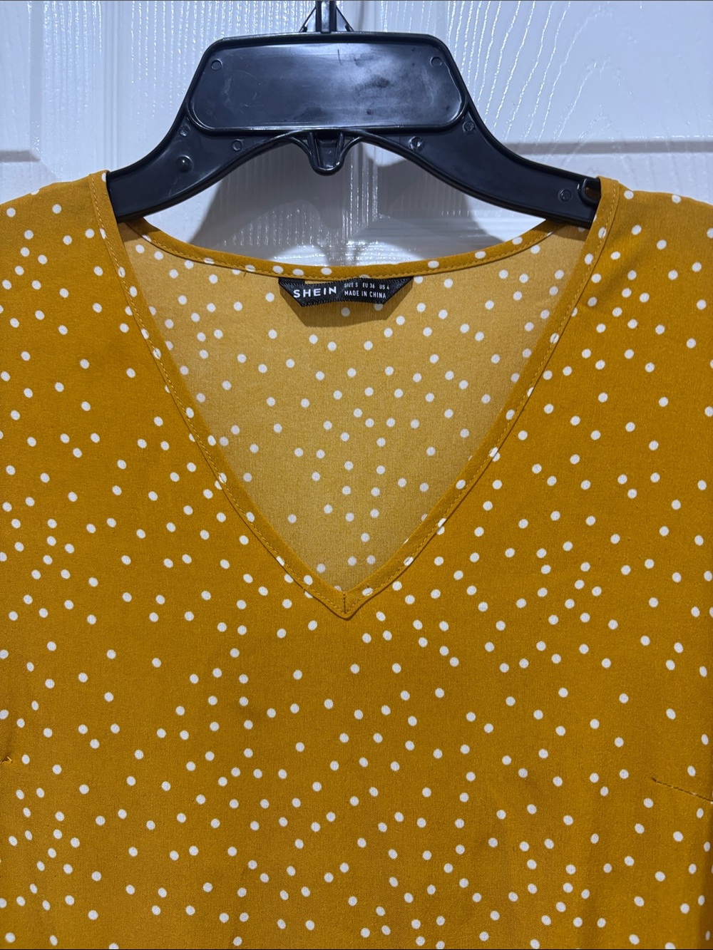 SHEIN Mustard Polka Dot Tiered Maxi Dress - Picture 2 of 4